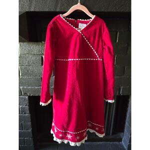 Hanna Andersson Red Corduroy Snowflake girls long sleeve dress 8